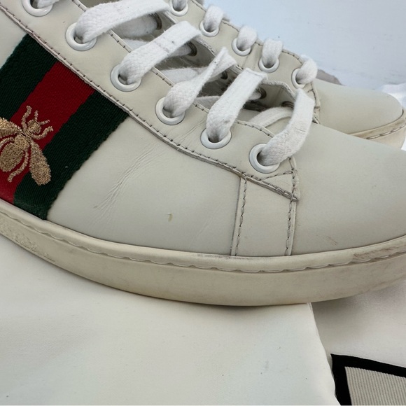 Gucci White Leather Ace Sneakers - Picture 3 of 10